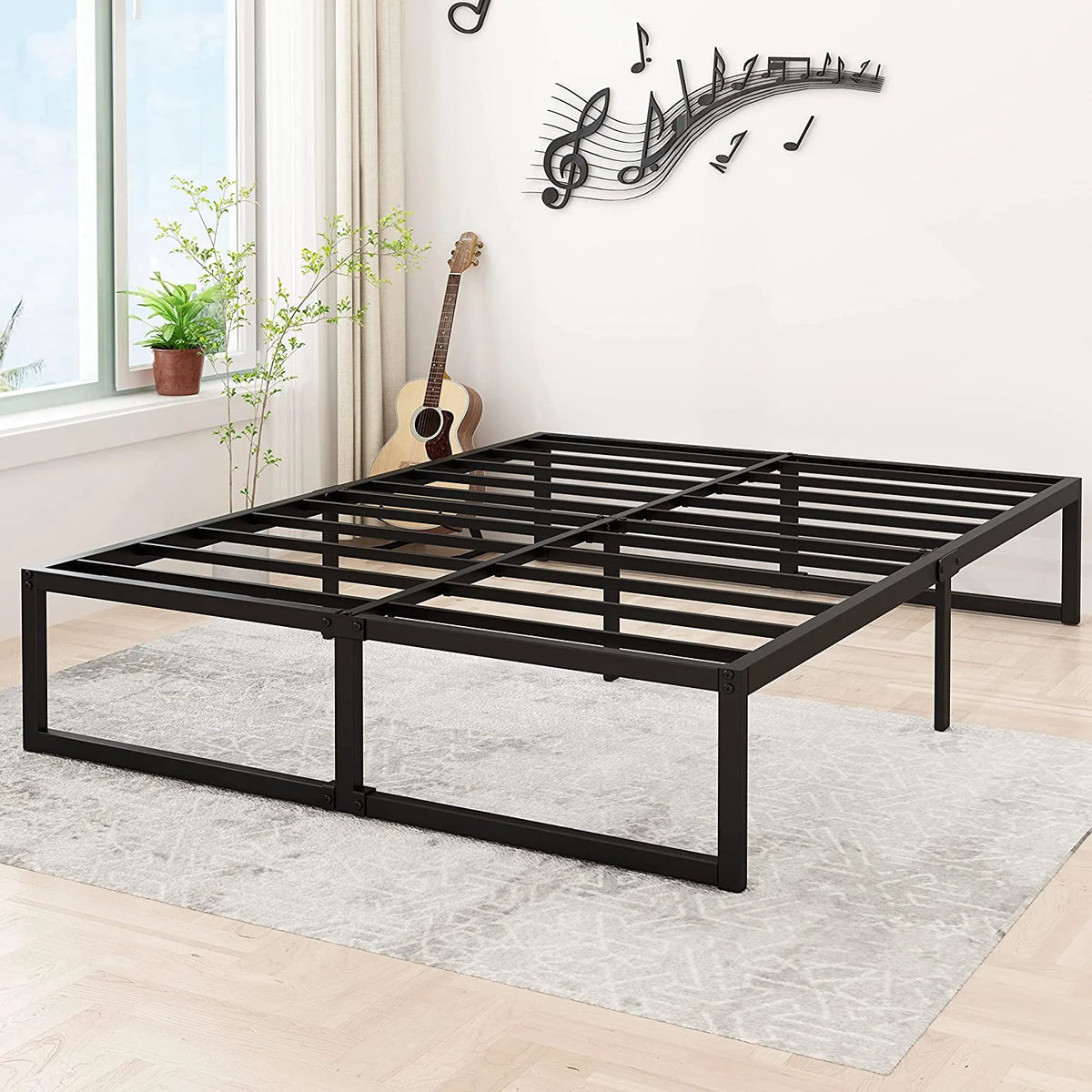 14 Inch California King Heavy Duty Metal Platform Bed Frame, Black B8587