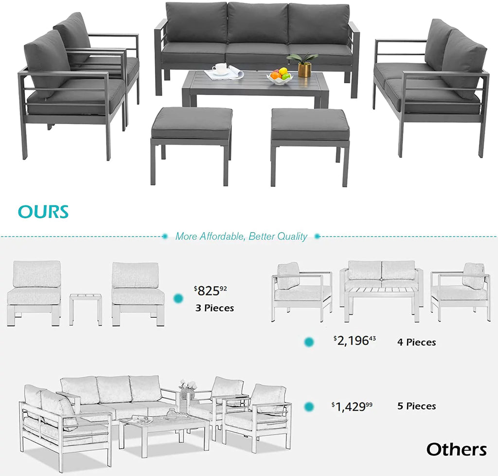 7 Pieces Aluminum Sectional Sofa Set F59218