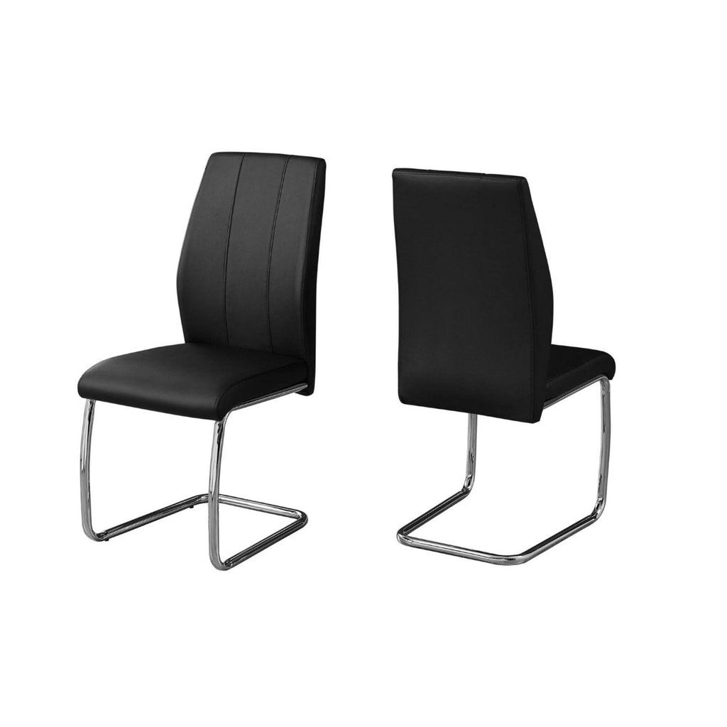 2 Piece Dining Chair Black Leather-Look Chrome V5786