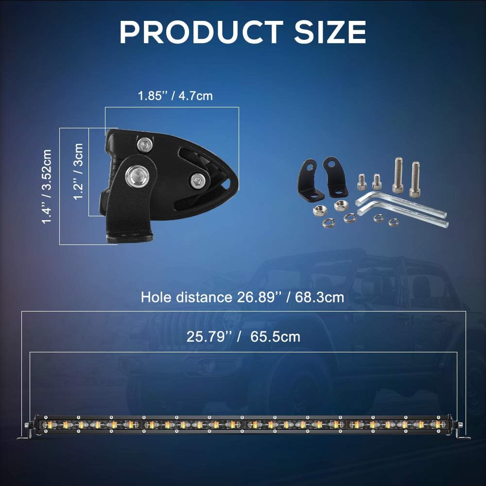 26 inch Slim Combo Beam LED Light Bar with Mounting Brackets, Pack of 2 H895350