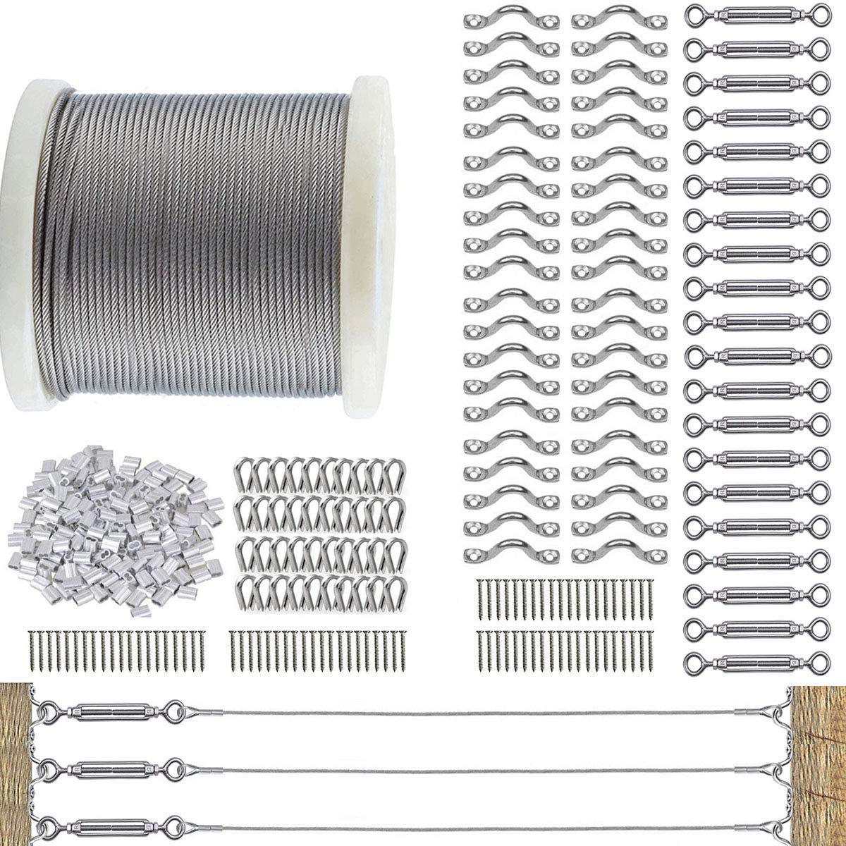 1/8 Cable Railing Kit with 400ft Stainless Steel Cable Wire S3812
