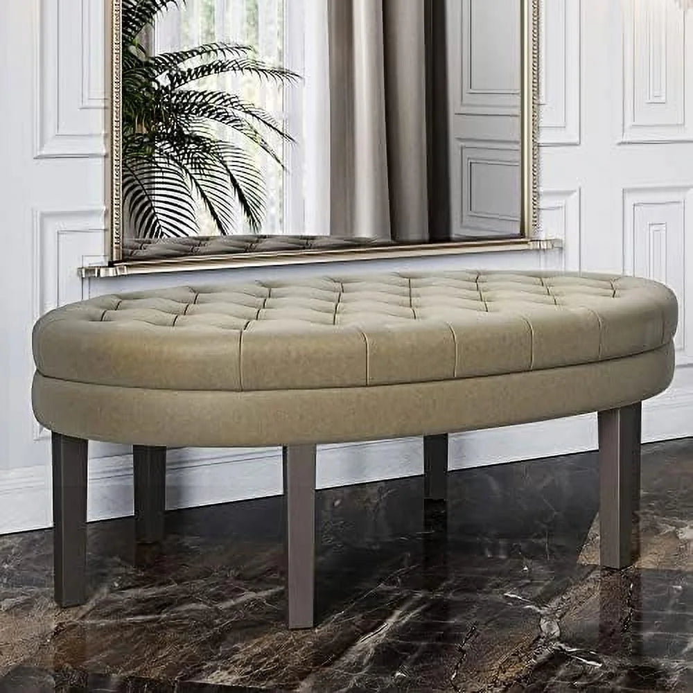 Light Brown Upholstered Ottoman Bench K240